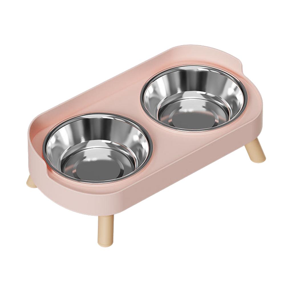 Stainless Steel Anti-Slip Cervical Protect Dual Bowl Pet Food Feeder for Cats and Dogs with Elevated Design