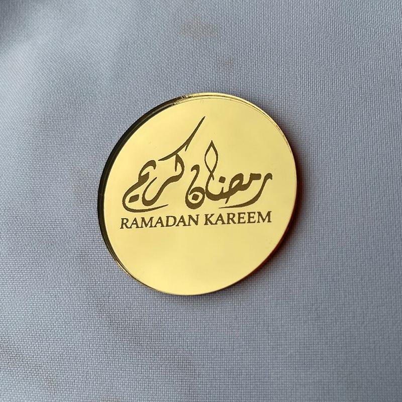 4pcs arabic Ramadan Mubarak Kareem cake Disc Cupcake Topper Eid Al-Fitr Muslim Islamic Iftar Suhoor Dessert Table Decoration