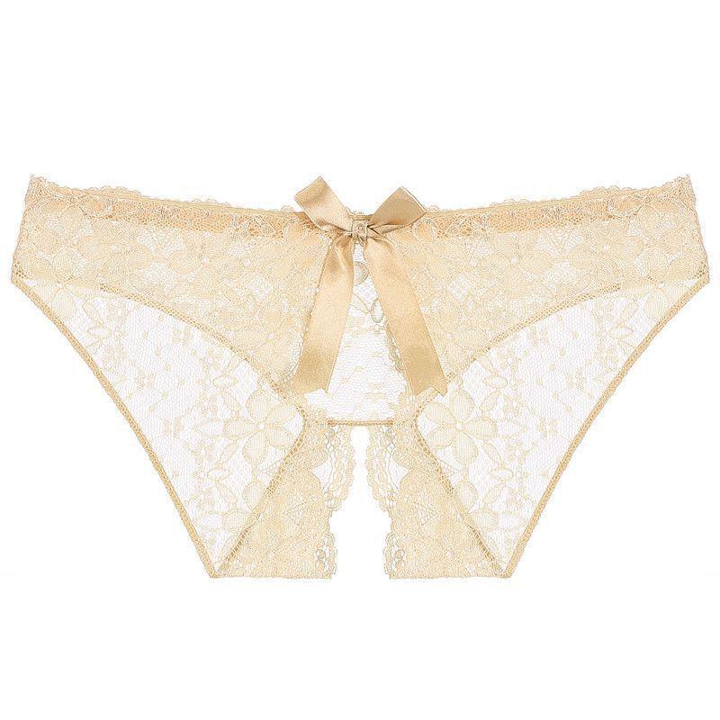Sexy Underwear Plum Blossom Lace Sexy Open Crotch Free Bow Sexy Panties Women's Temptation Briefs 9