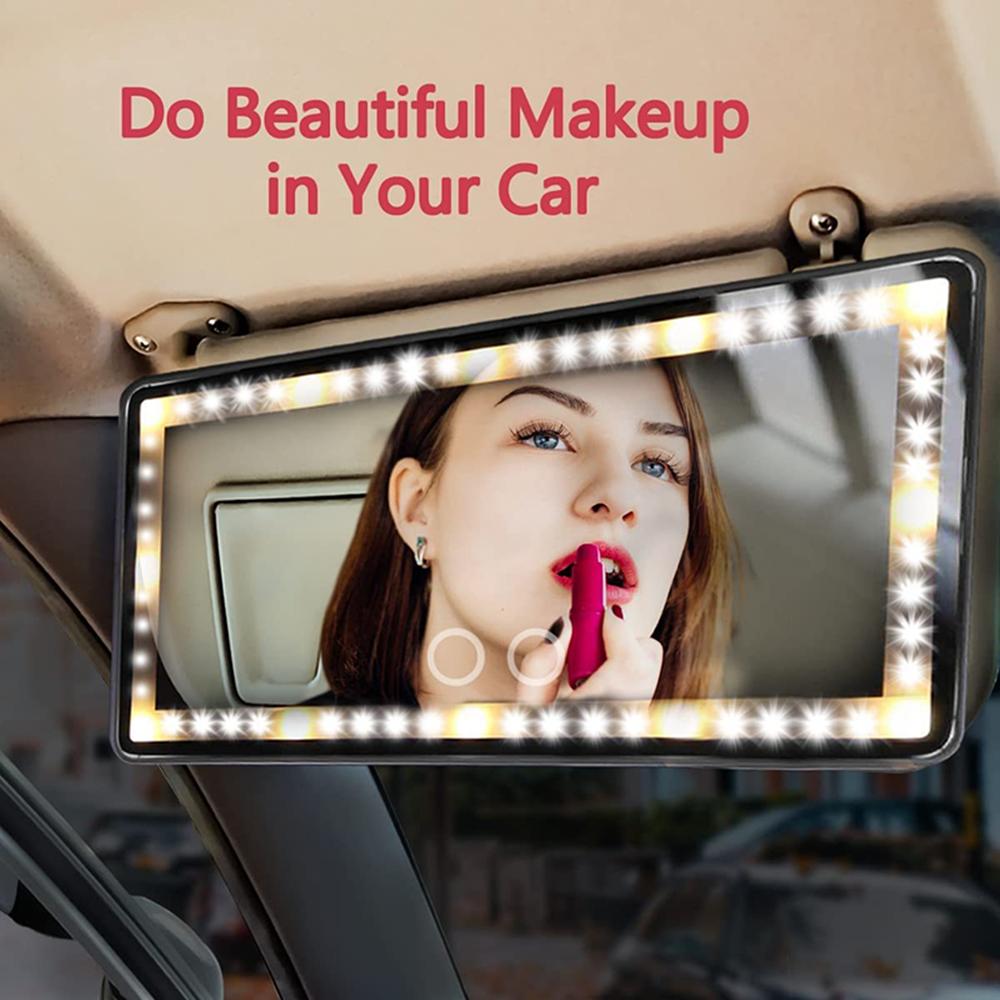 60 LED Car Sun Visor Mirror Rechargeable Makeup Mirror w/ 3Light Modes Universal