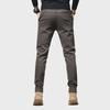 2024 Men's Slim Straight Casual Pants - Thick, Elastic, Warm, High-End Business Style for Autumn and Winter