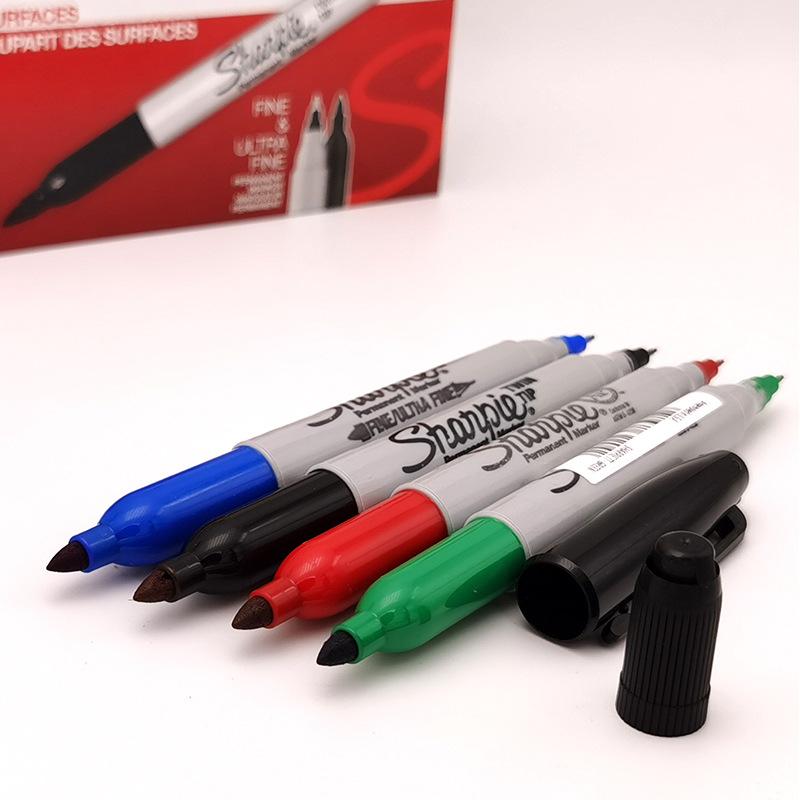 4colors/Lot Sharpie 32000 Fine Marker Pen Twin Tip Markers Quick Dry Ink Smooth Writing for Office,Laboratory,Industrial