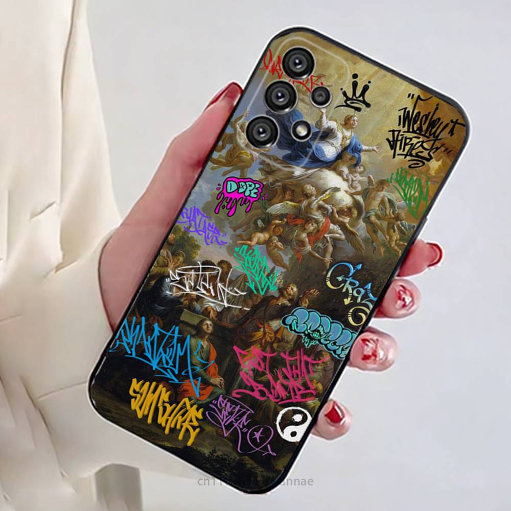 Graffiti Phone Case For Samsung Galaxy A13,21s,22,31,32,52,53,71,80,A91 Soft Black Shell