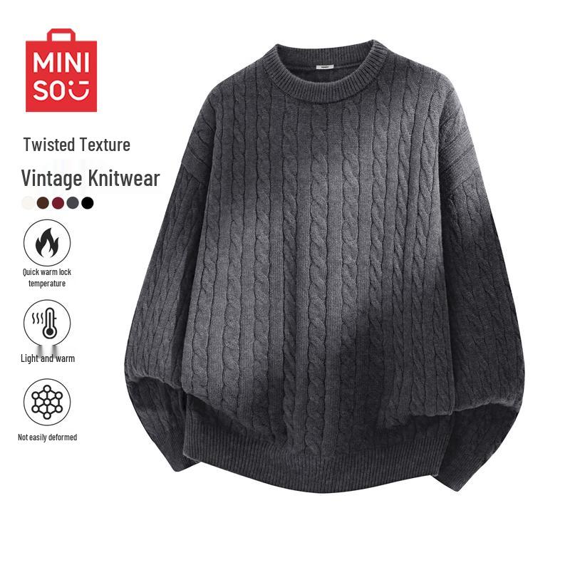 

MINISO Men s Casual Crew Neck Knit Sweater XL