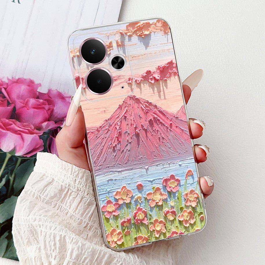 For Realme 14 5G Case Realme 14T Cover RMX5078 RMX5075 Shockproof Silicone Soft TPU Flower Bumper For Realme14 14 T Phone Shells