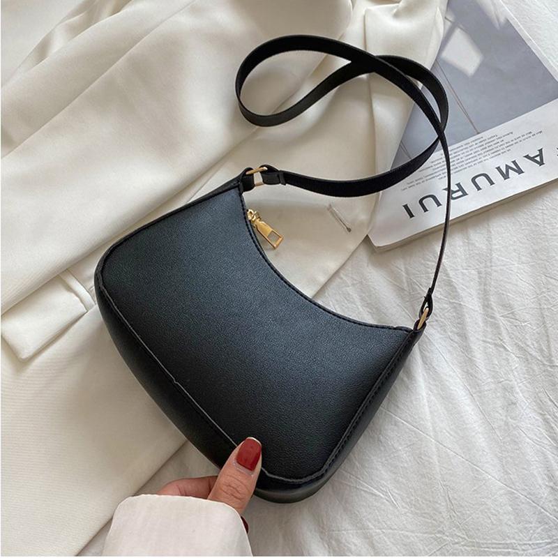 Fashion Casual Solid Color Shoulder Bag For Women High Quality PU Leather Underarm Bag
