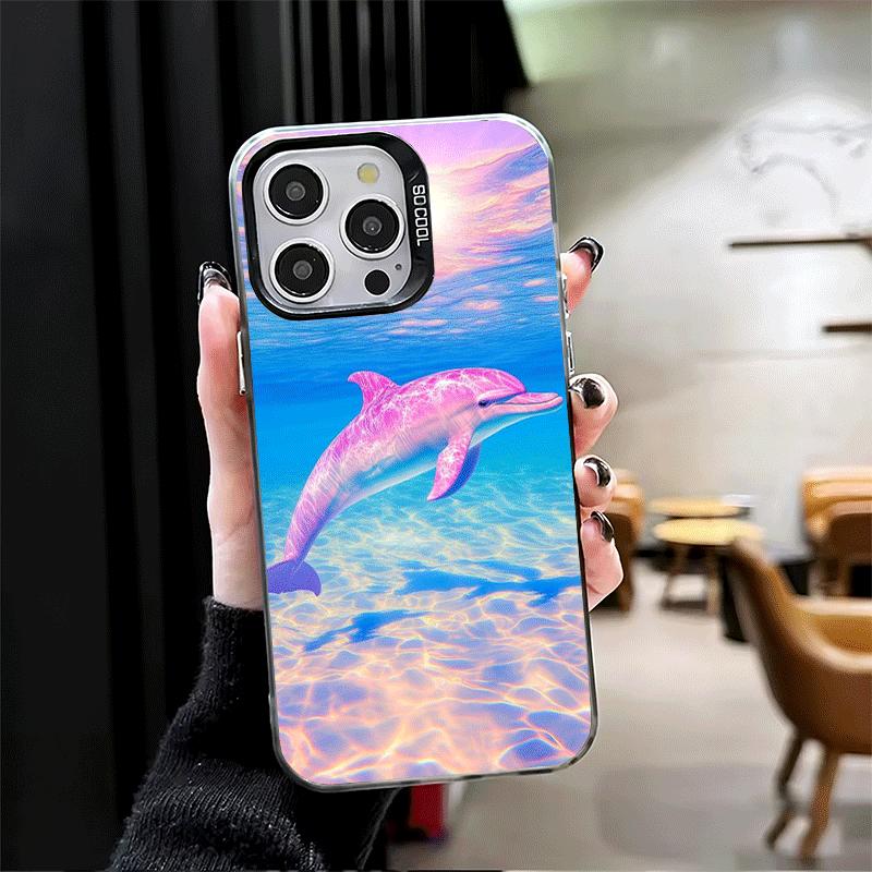 Ocean Cute Dolphin Shockproof Phone Case for iPhone 17 Air 16 16E 15 Pro Max 14 Plus 13 Mini 12 Back Cover Anti Fall Fundas