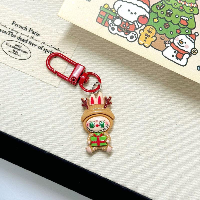 Niedlicher Weihnachts-Labubu-Cartoon-Schlüsselanhänger - Studentenrucksack-Accessoire & Bestie-Geschenk