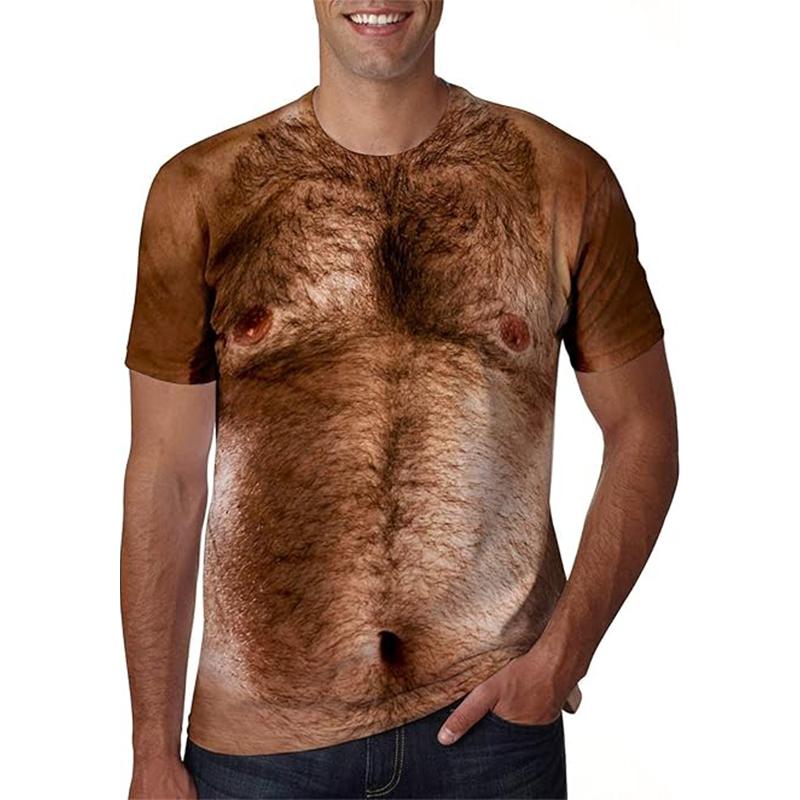Funny Muscular Man Fat Guy Big Belly Graphic T Shirt for Men Clothing Cosplay 3D Printed T-Shirt Unisex Short Sleeve Tops Tees