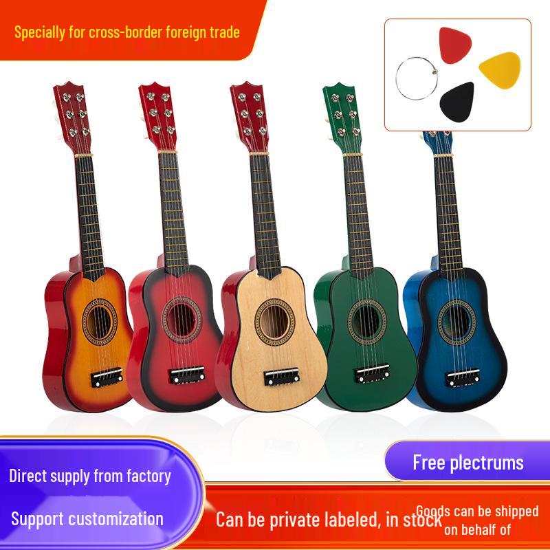 21-Inch Colorful Linden Wood Beginner s Children s Toy Guitar (Six-String) Natural Wood 21-inch