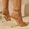 Fashion Gold Silver Patent Leather High Heels Sandals Women Cross Band Thin Heeled Party Sandals Plus Size Ankle Buckle Gladiator Shoes
