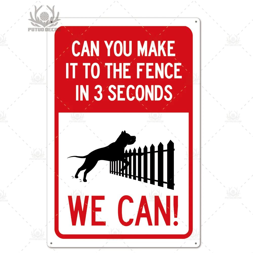 Beware Vintage Tin Sign Plaque Metal Plate Guard Dog Signs for No Trespassing Farmhouse Wall Art