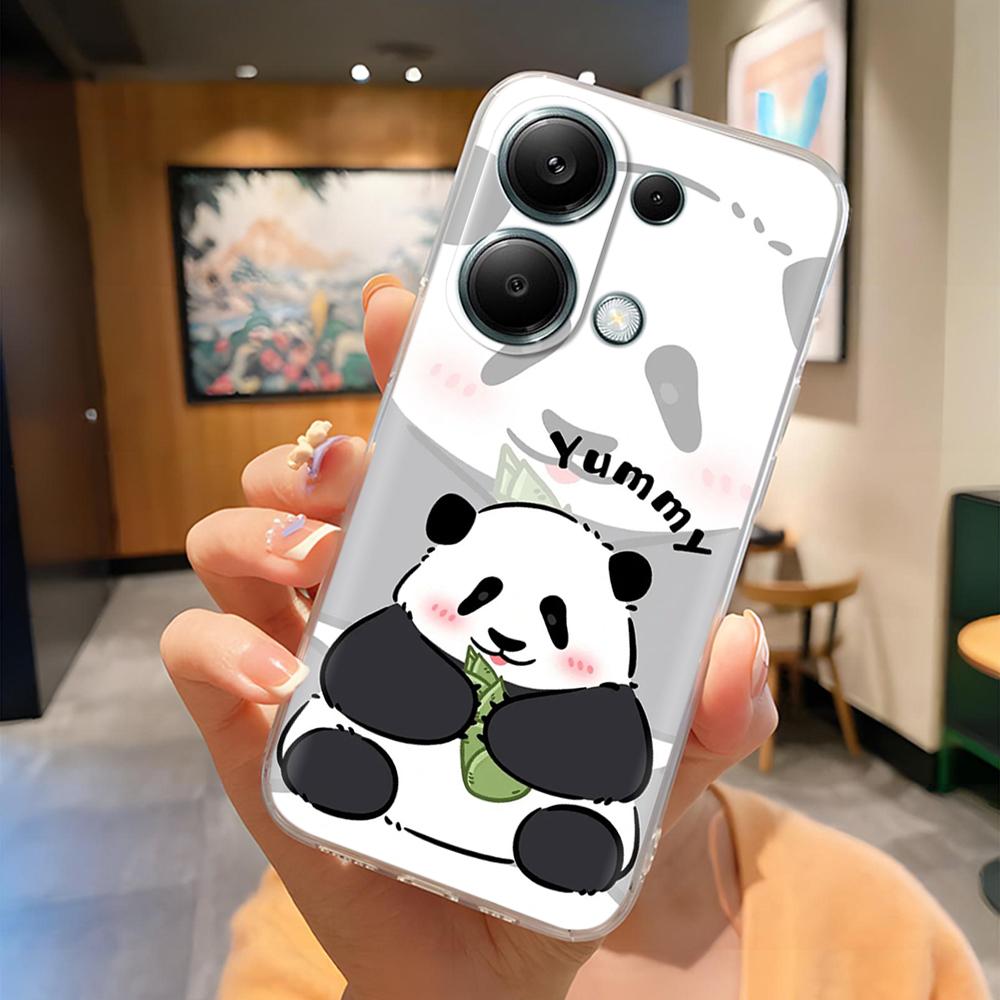 For Poco M6 Pro Phone Case Cute Panda Soft Silicone Shell For Xiaomi Poco M6Pro 4G 5G Protection Fashion Back Cover Coque Fundas