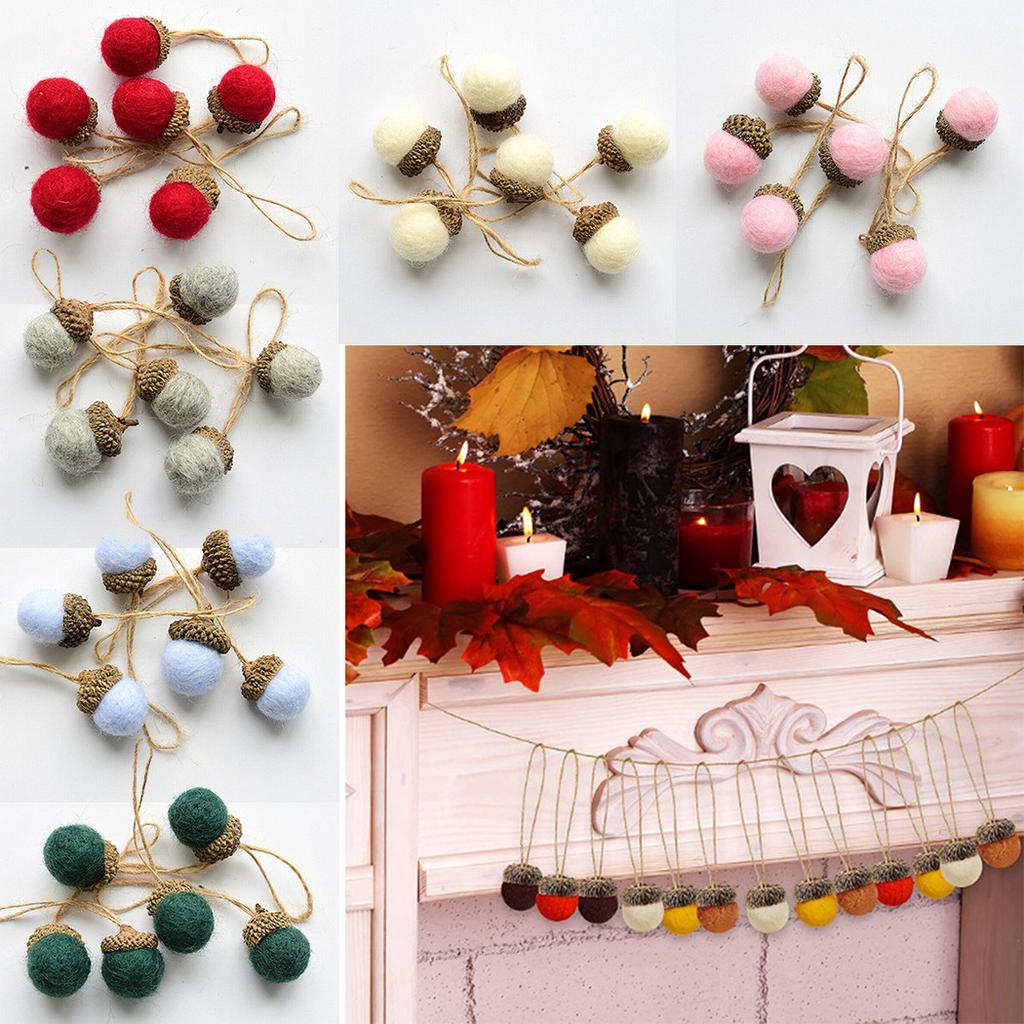 Christmas Felt Acorn Xmas Tree Hanging Decorations DIY Crafts Bundle of 6