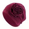 Turban Hat for Women, Side Flower Decor Head Wrap, Pure Color High Elasticity Turban Cap for Sensitive Scalp Postpartum Care Sleep