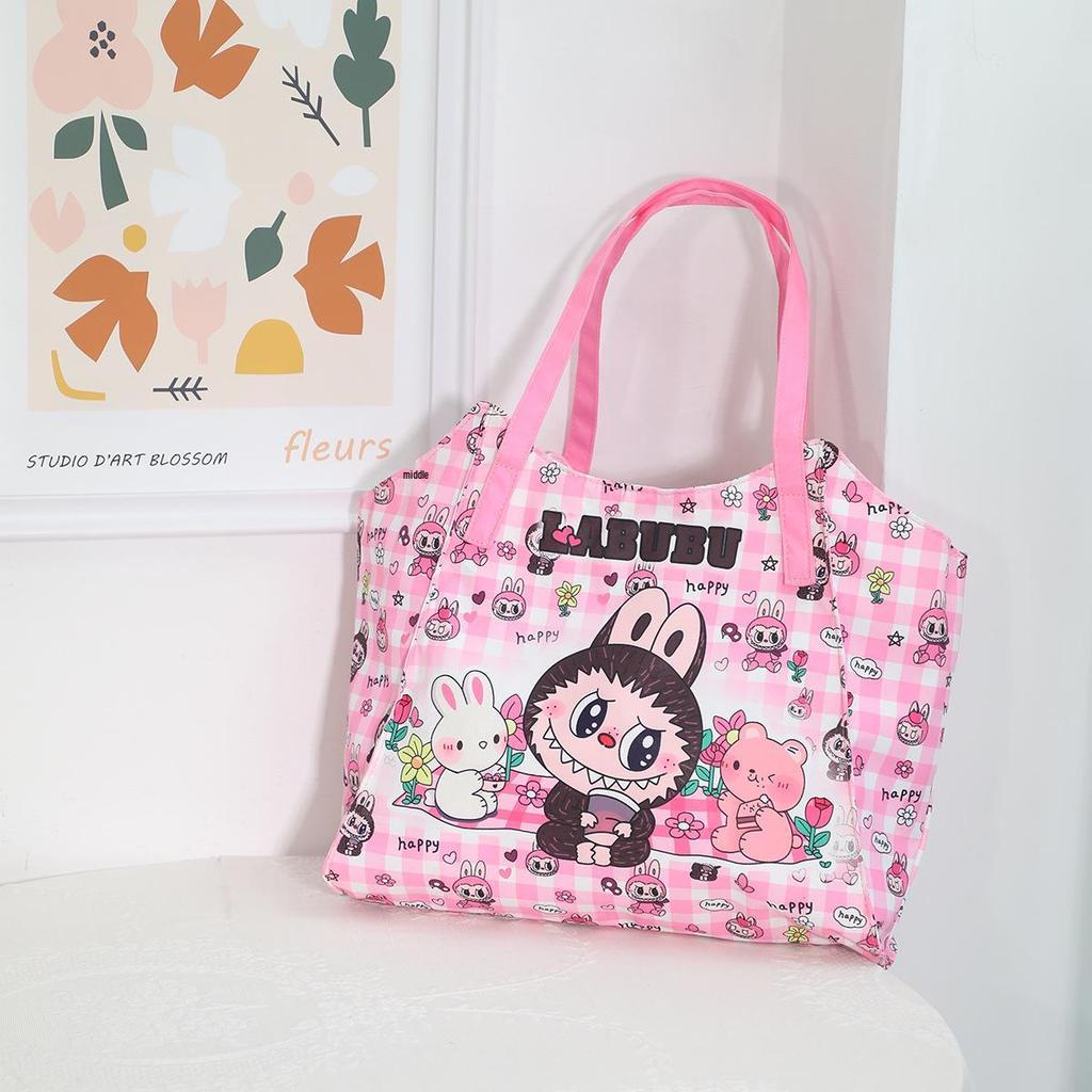 Labubu Cartoon Pop Mart Large Capacity Mummy Shoulder Bag - Portable, Casual Storage for Outings