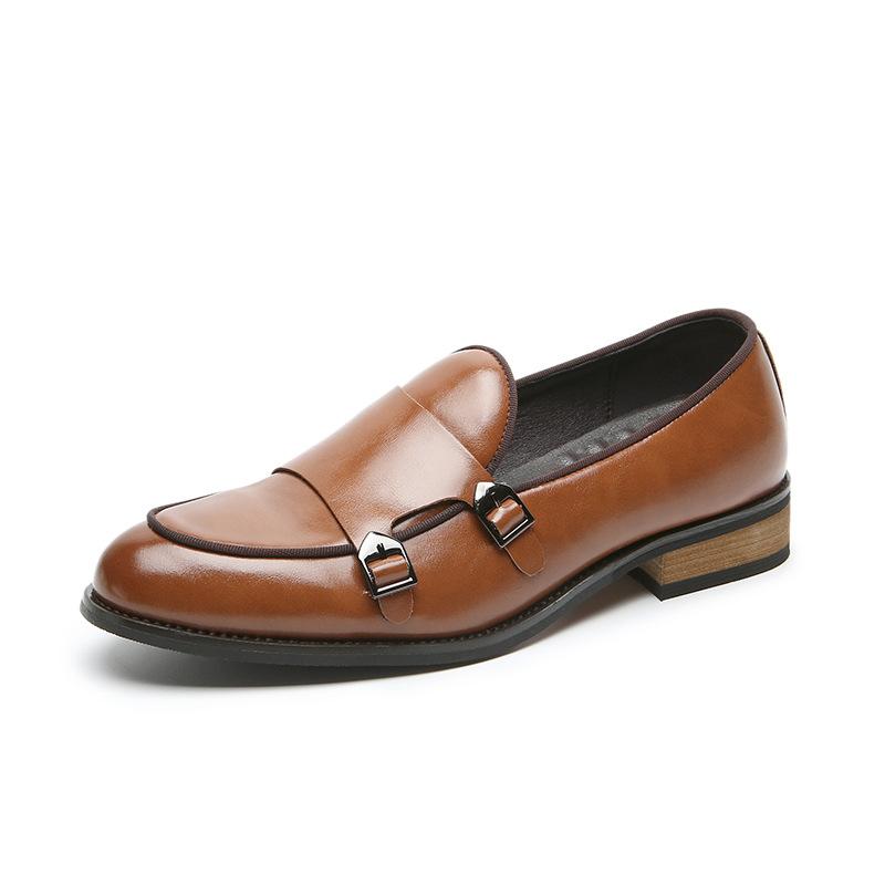 Men'S Doudou One-Pedal Gauntlet Leather Shoes Pointed Casual Leather Shoes One Piece 2-J