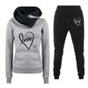 Spring and Autumn Winter Casual Sportswear Set with Love Letter Printed Women's Hoodie and Sweatshirt Set Trendy