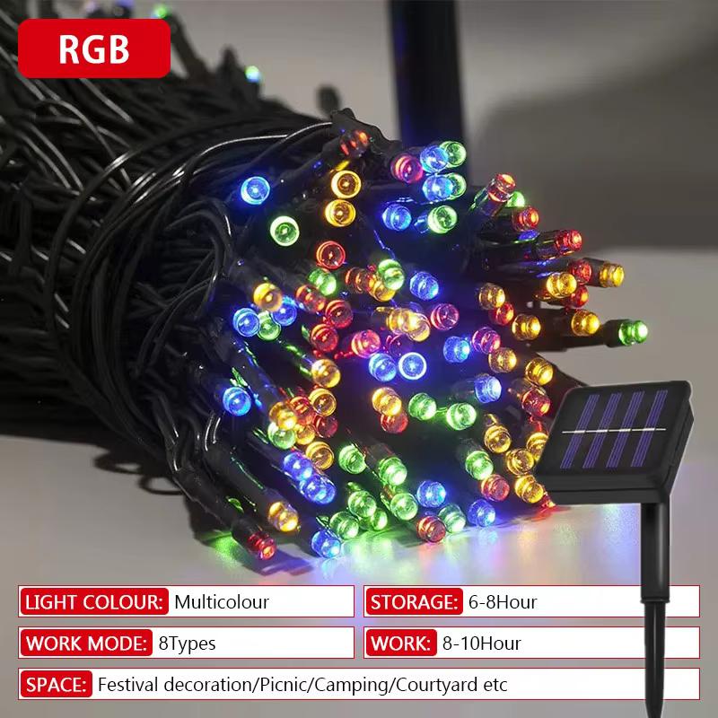 300LED 200LED 8 Modes LED Solar String Lights Solar Panels Powered Xmas Outdoor Lights Waterproof Starry Christmas Fairy Lights