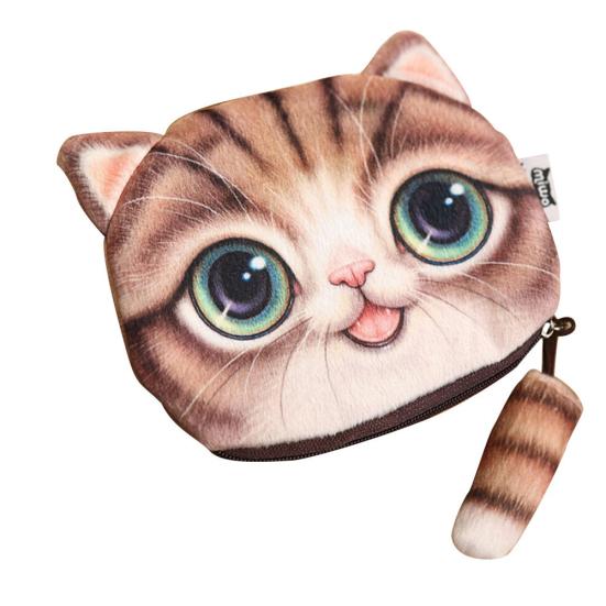 Portafoglio Da Donna In Pelle PU Con Ricamo Animale – 9 Fessure, Cerniera E Scatto – Volpe/Procione, Taglia S