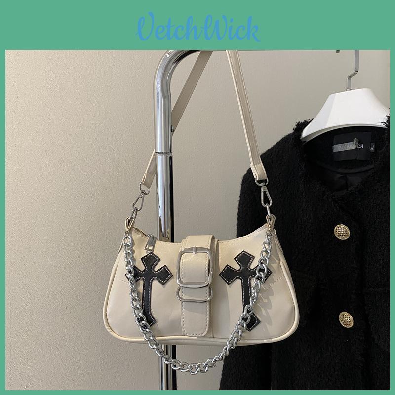 Street Style Pu Small Shoulder Bag With Chain Detail For Daily Use