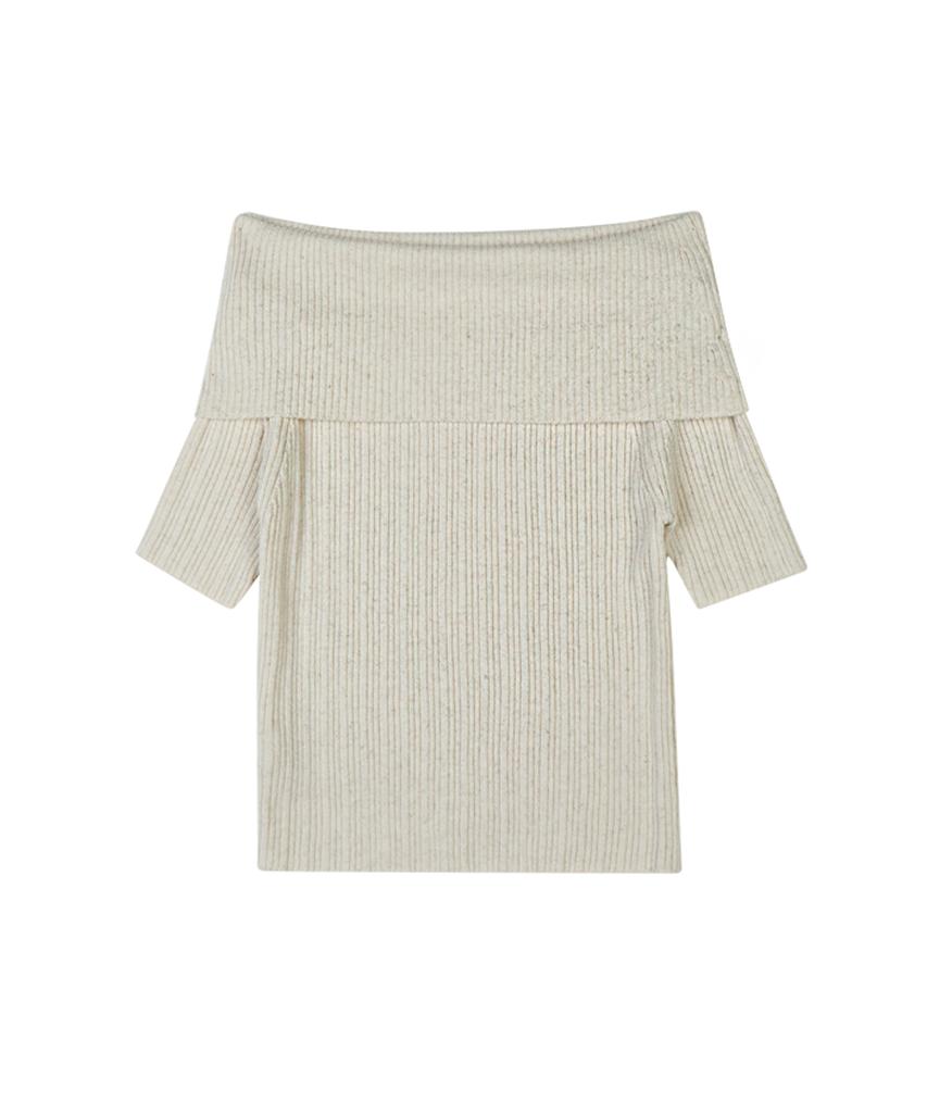 VLETI Viscose Off Shoulder Half Knit (Linen)