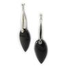 Les Trésors De Lily [G7880] - Silver 'Eva' Black Silver Earrings - 12x42 Mm