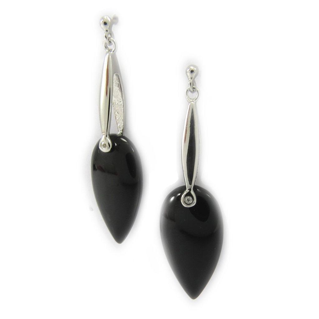 Les Trésors De Lily [G7880] - Boucles Argent 'Eva' noir argenté - 12x42 mm