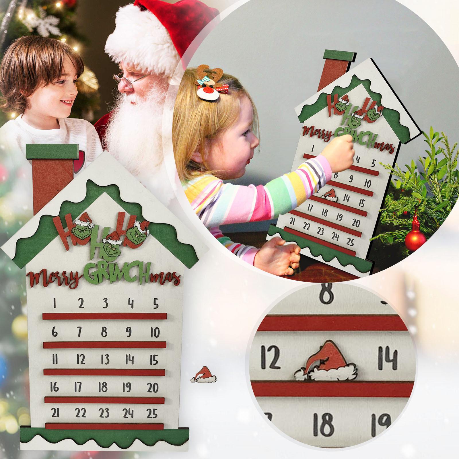 

Рождественский календарь с обратным отсчетом. Деревянные праздничные украшения. Подарок на Рождество. One Size