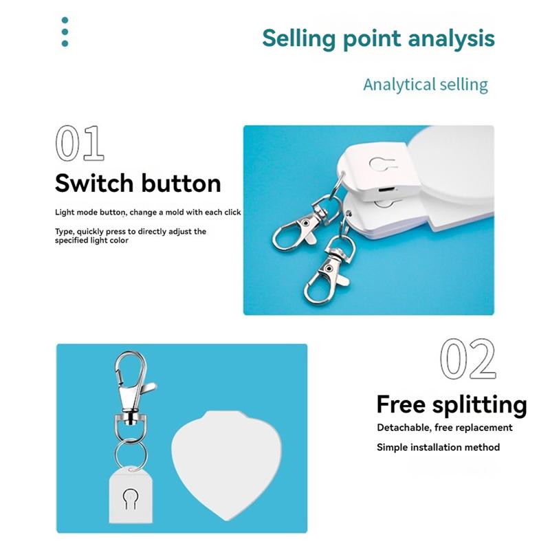 M-Modern-4PCS LED Sublimation Blank Keychain Acrylic Lighted Transfer DIY Crafts Fall Thanksgiving Christmas Keychain Gift Round