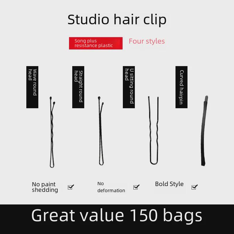 U-Shaped Black Hairpin for Fixing Bangs & Small Clips