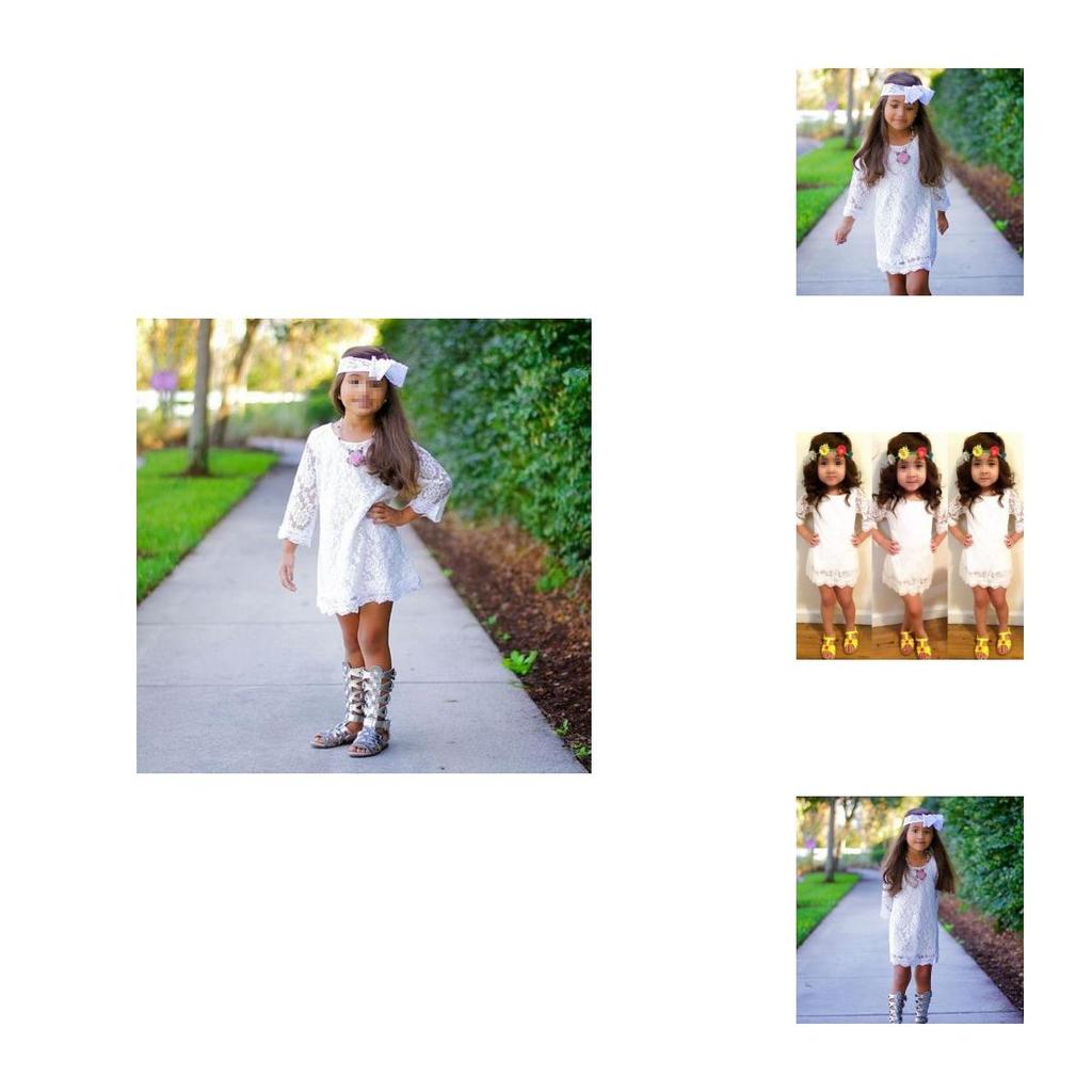 Robe de Fête Blanche en Dentelle Florale Élégante pour Bébés et Enfants Filles pour les Célébrations d'Été