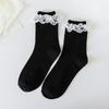 JK Girl Ruffle Lace Trim Cotton Ankle Socks Jacquard Knit Frilly Socks for Women