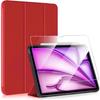 Case + Tempered Glass - for iPad Air 4/5 - Red - Shockproof Protection - Auto Sleep/Wake Support - 10.9 Inches