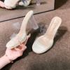 High-heeled slippers women's 2025 summer new one-word with PVC outer wear fashion crystal and slippersladies