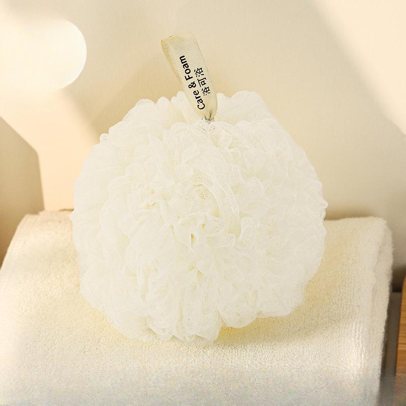 

Мягкий шарик для ванны Цветок для ванны Двойного назначения для купания и скрабирования Пенообразующий шарик для ванны Прочный бытовой бежевый