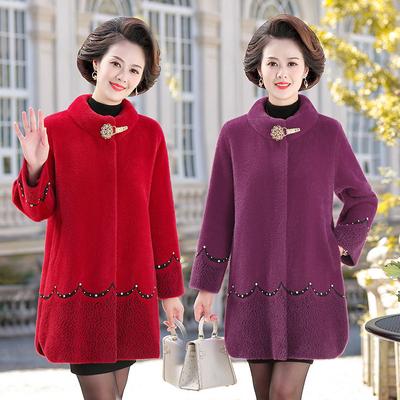 Wintermantel der Mutter, Kleidung für Damen mittleren Alters und ältere Menschen, Mantel aus Nerzimitat für Herbst und Winter, neues, verdicktes Wolloberteil mittleren Alters