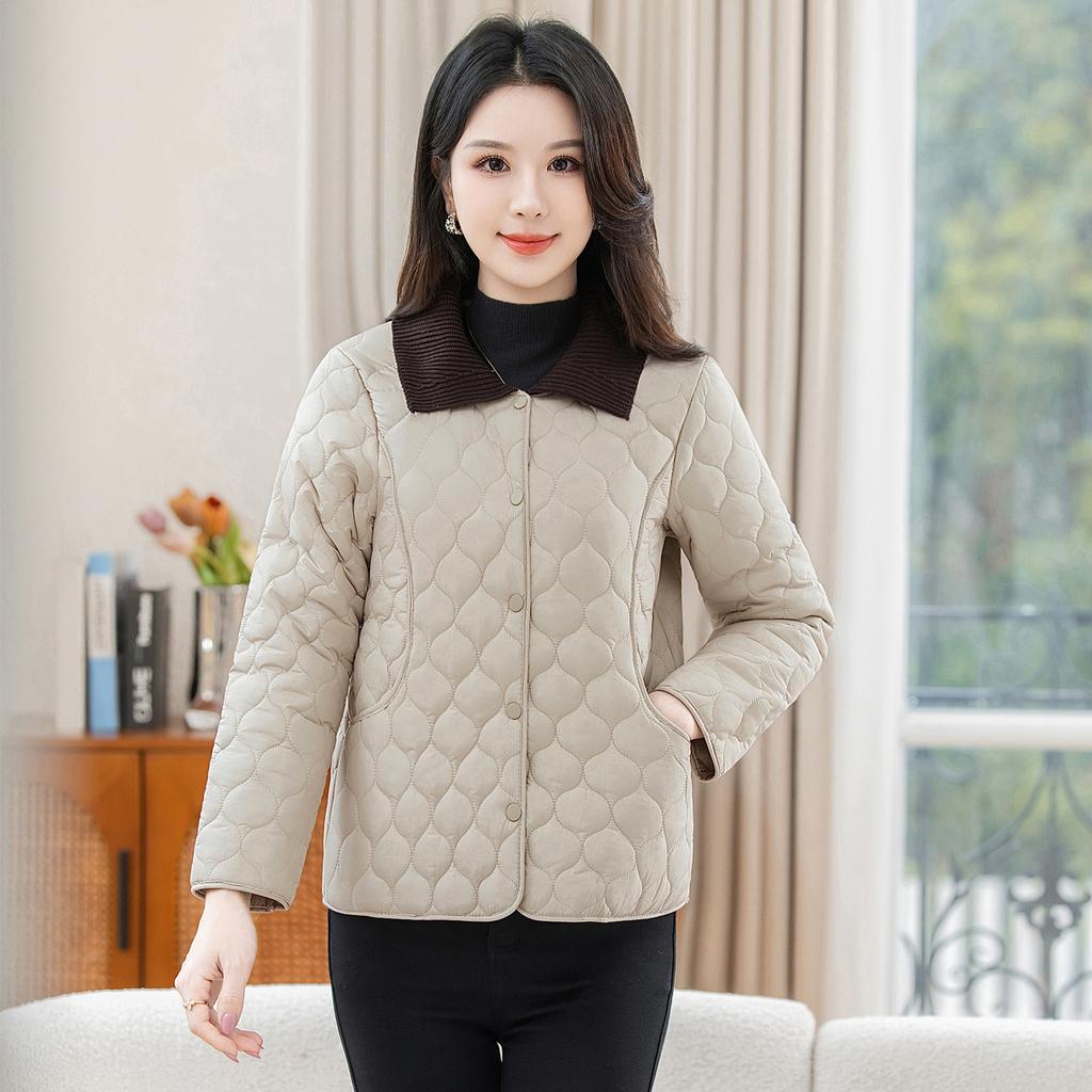 Thin and warm small cotton-padded clothes women's lapel fashion temperament mother's cotton-padded clothes, the elderly women's cotton-padded jackets