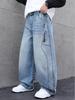 Boys' Spring & Autumn Straight Leg Cargo Jeans - Trendy Cool Style for 2026
