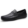 Men's shoes Doudou shoes Loafer leather shoes spring low-top foot set leather embossed first layer cowhide surface flat bottom casual shoes white