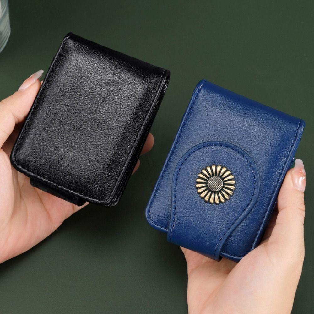 with Makeup Mirror Makeup Bag with Mirror PU Leather Portable Lipstick Organizer  Outdoor