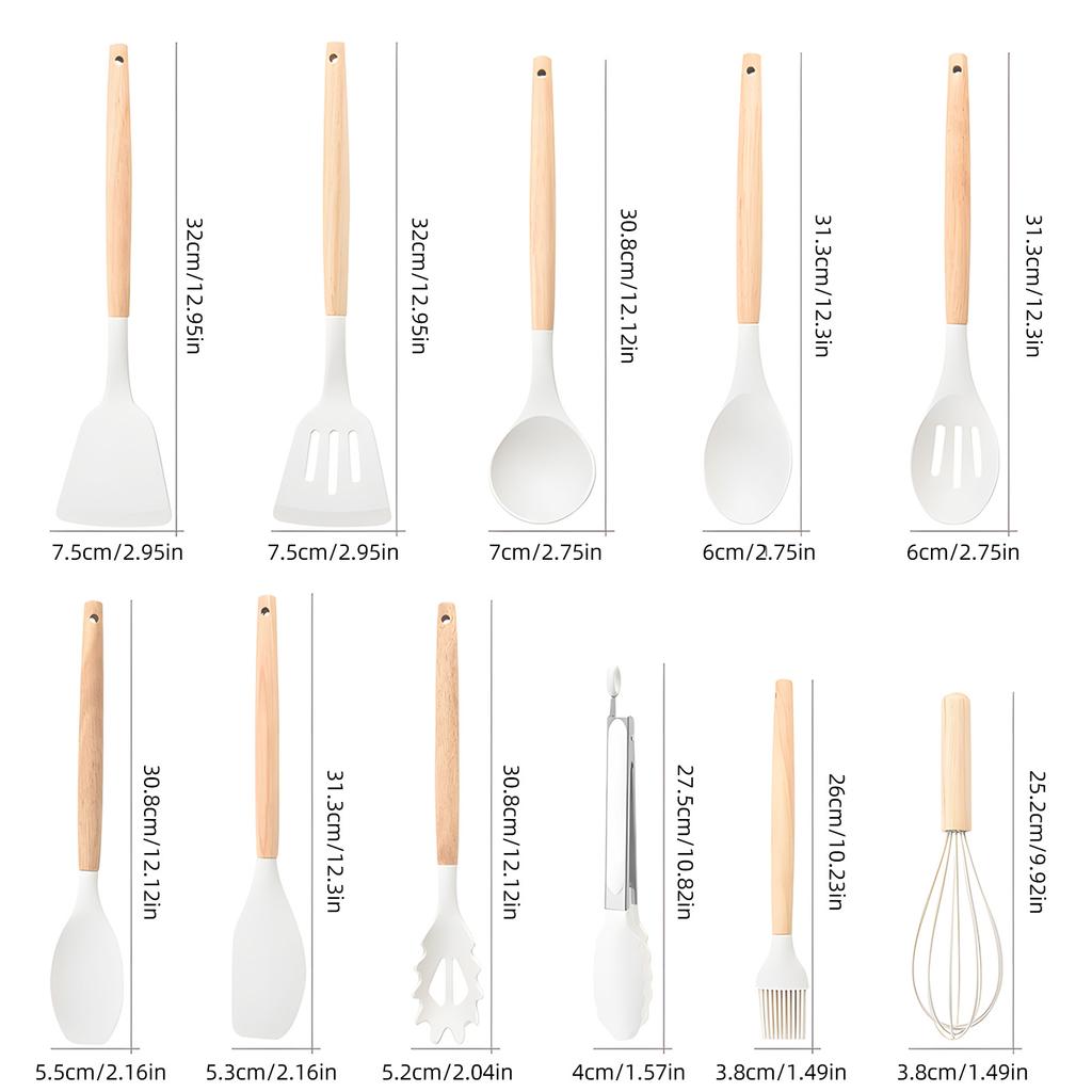 Silicone Cooking Utensils Set 446 Fahrenheit Degrees Heat Resistant Kitchen Utensils Turner Spatula