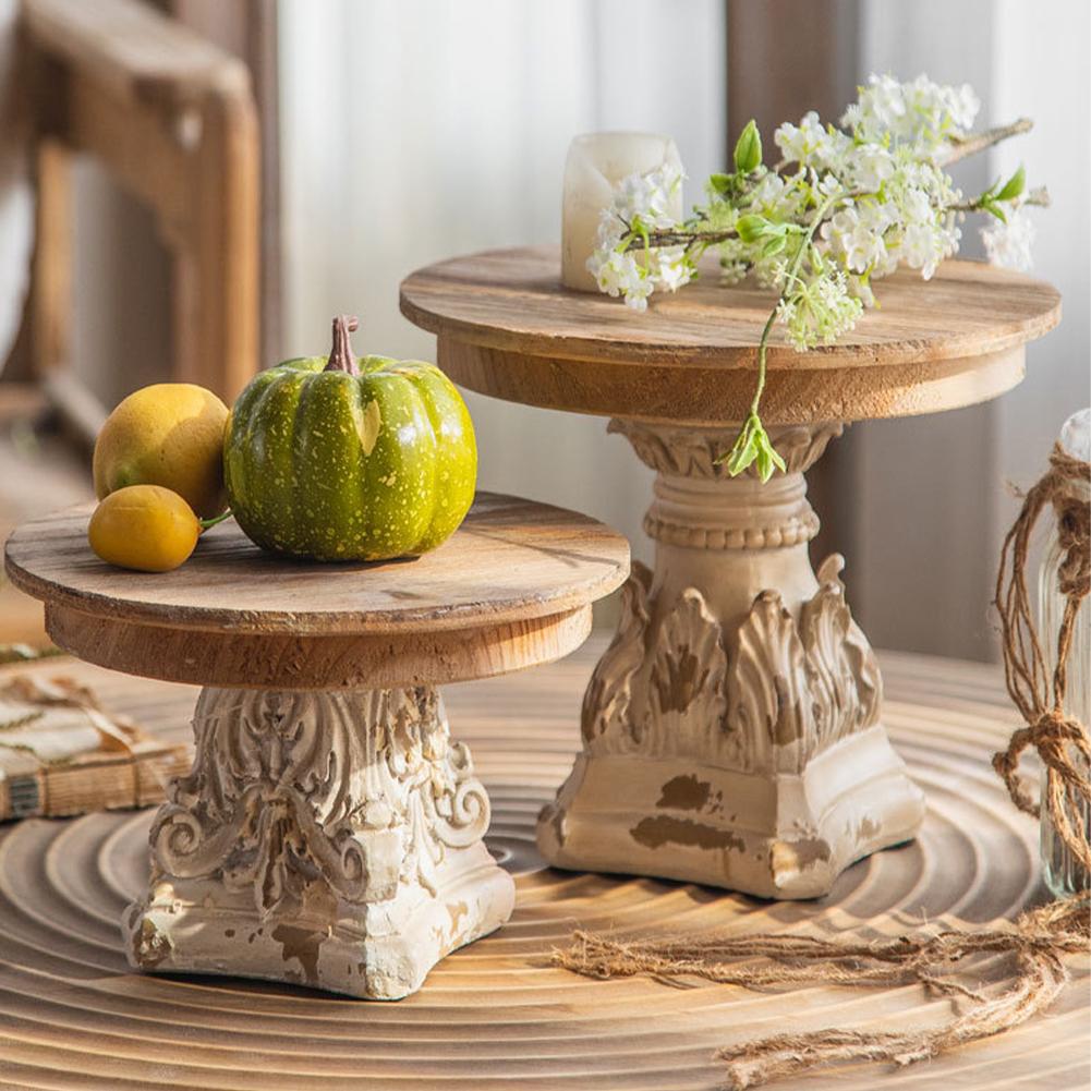 Francouzský Dekorativní Úložný Podnos Multifunkční Dřevěný Servírovací Talíř Odolný proti Opotřebení pro Svatbu Fotografická Rekvizita Dekorace Řemesla