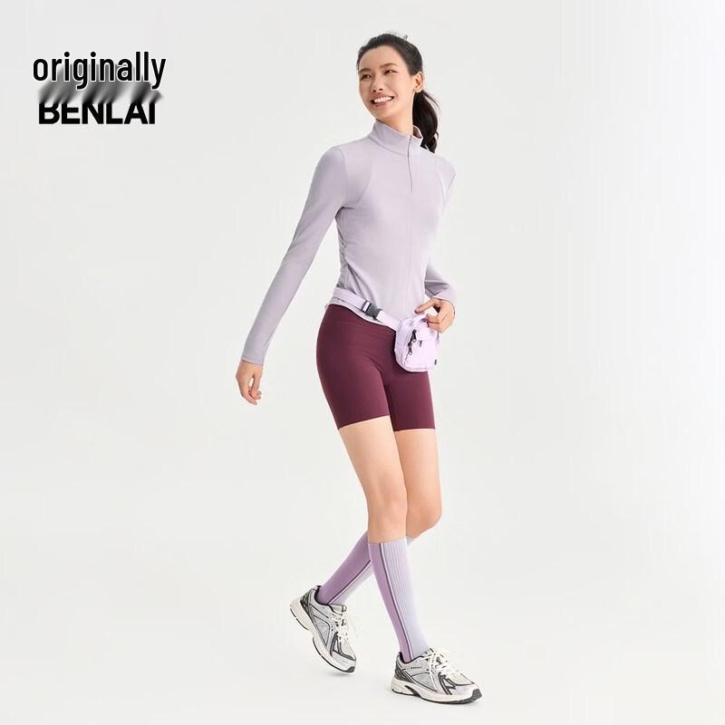 T-shirt de Sport à Manches Longues et Demi-Fermeture Éclair pour Femme Benlai