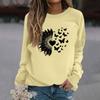 Damenmode Lässig Langarm Einfarbig Bedruckt Rundhals Oberteil Sweatshirt