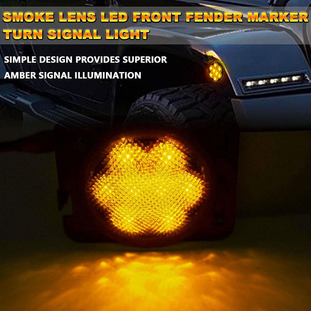 Front LED Turn Signal & Fender Side Marker Lights Set For 07-17 Jeep Wrangler JK