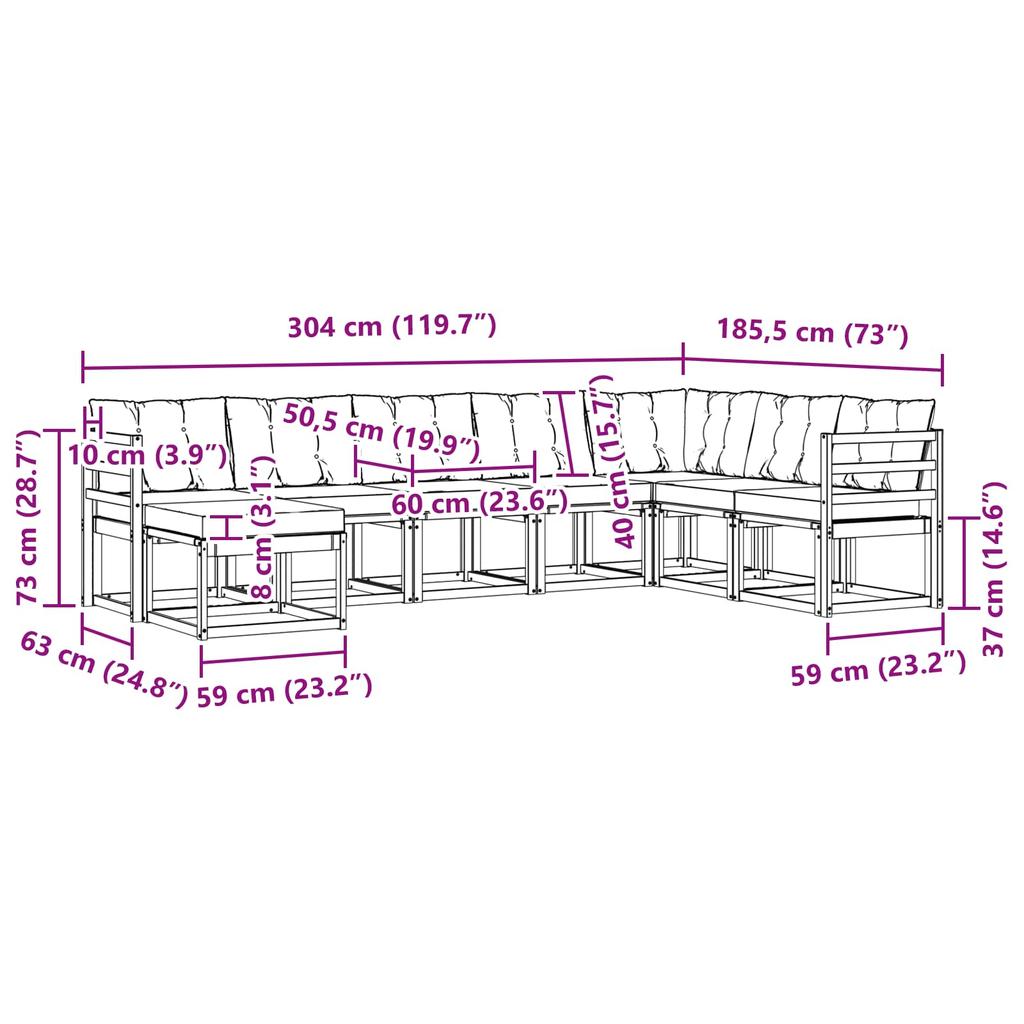 Outdoor Sofa Set with Cushions 8 pcs Natural and Cream