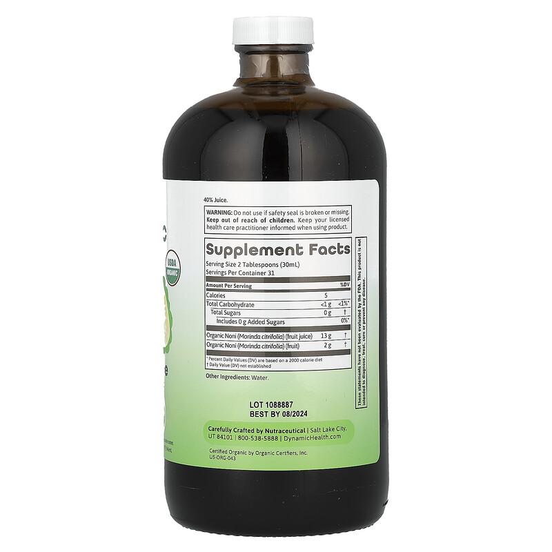 Certified Organic Noni Juice, Glass, 32 Fl Oz (946 Ml)