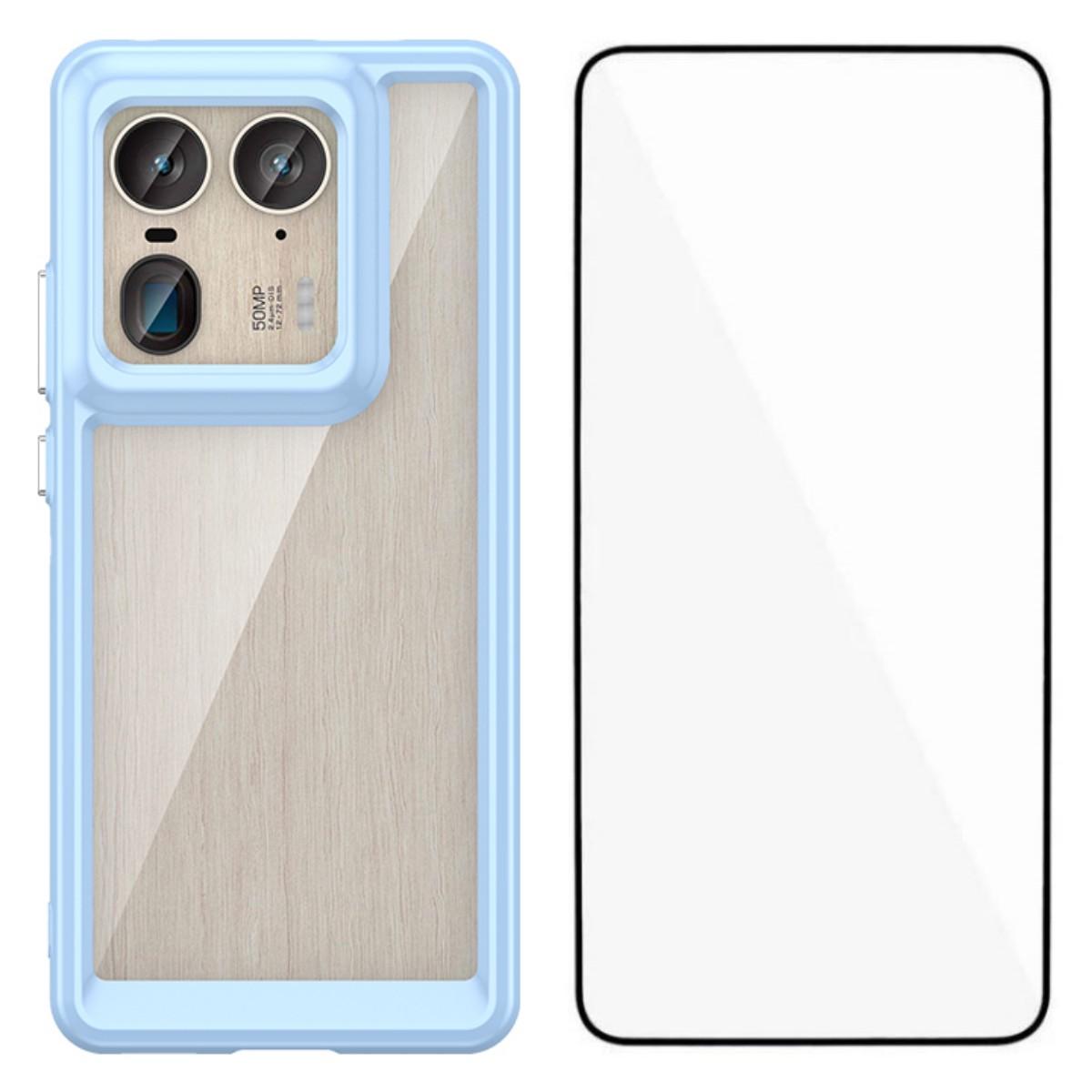 

For Motorola Edge 50 Ultra 5G Phone Case WANLONFENG XC Series TPU Acrylic Cover with Tempered Glass (Big Lens Hole) B