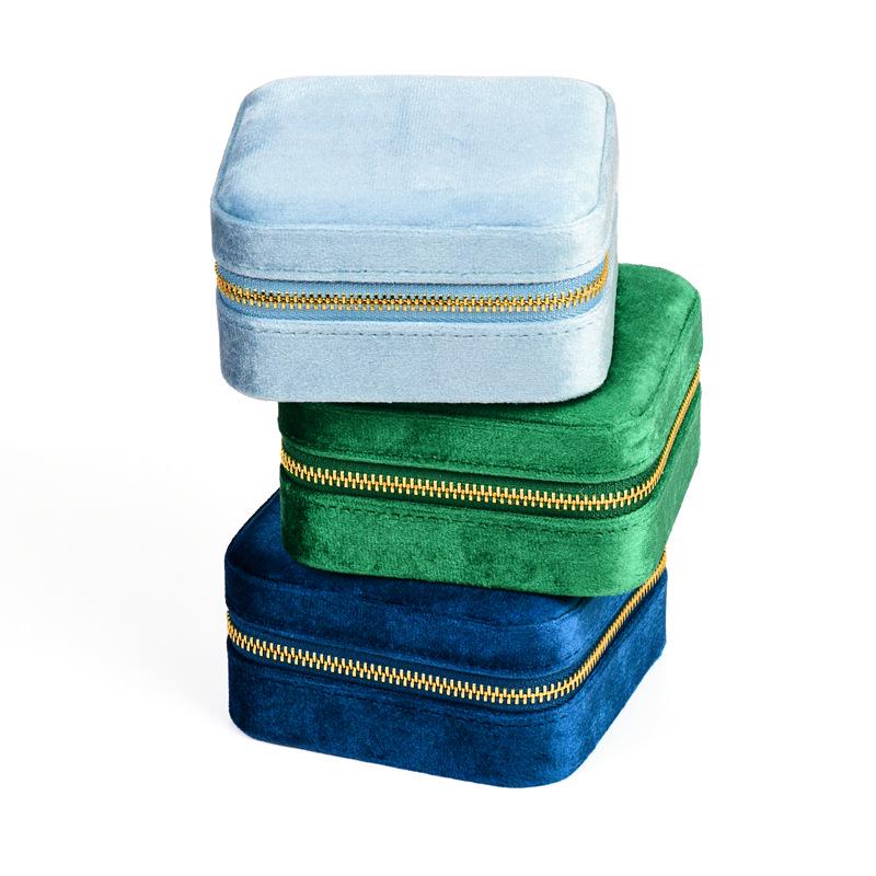 Velvet Travel Jewelry Box for Ear Studs, Necklaces, and Rings